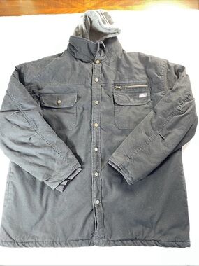 Dickies Hoodie Jacket Grey Hood Lined Black Coat Full Zip & Snap Men’s Size 3XL